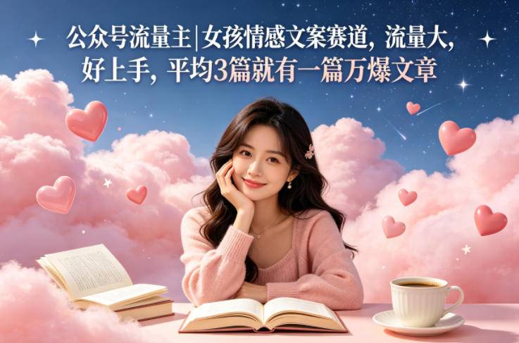 公众号流量主女孩情感文案赛道，流量大，好上手，平均3篇就有一篇万爆文章-云推网创项目库