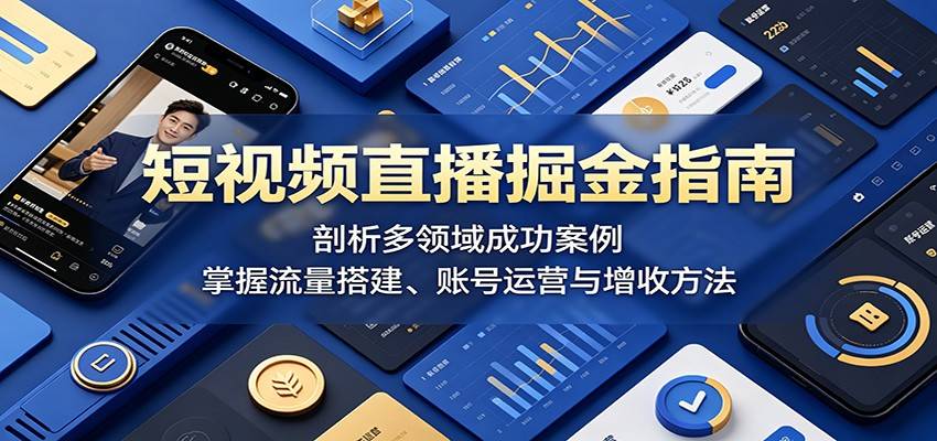 短视频直播掘金指南：剖析多领域成功案例，掌握流量搭建、账号运营与增收方法-云推网创项目库