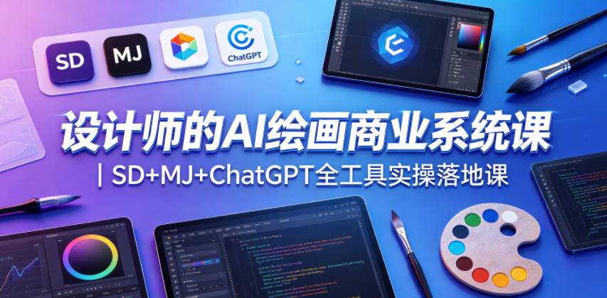 设计师的AI绘画商业系统课｜SD+MJ+ChatGPT全工具实操落地课-云推网创项目库