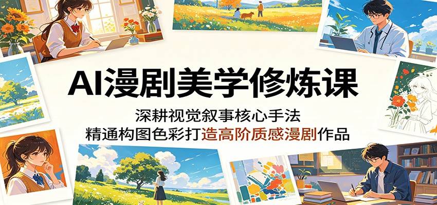 AI漫剧美学修炼课:深耕视觉叙事核心手法,精通构图色彩打造高阶质感漫剧作品-云推网创项目库