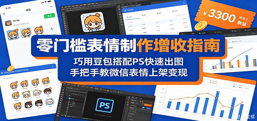 零门槛表情制作增收指南：巧用豆包搭配 PS 快速出图，手把手教微信表情上架变现-云推网创项目库