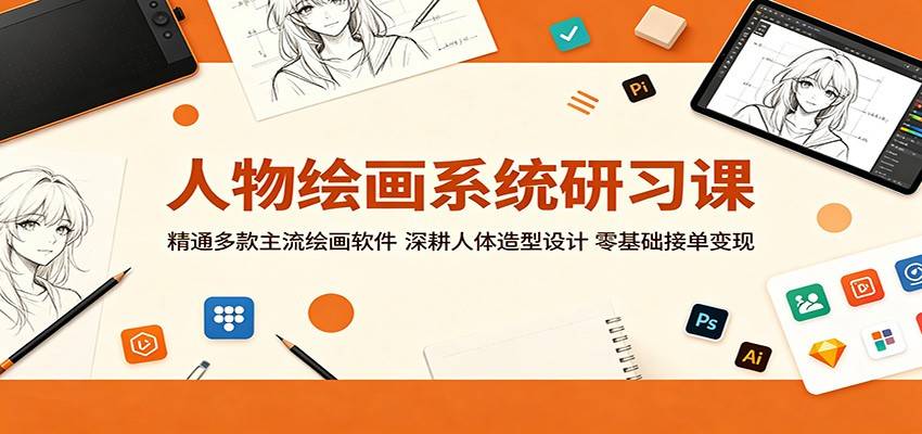 人物绘画系统研习课:精通多款主流绘画软件,深耕人体造型设计,零基础接单变现-云推网创项目库