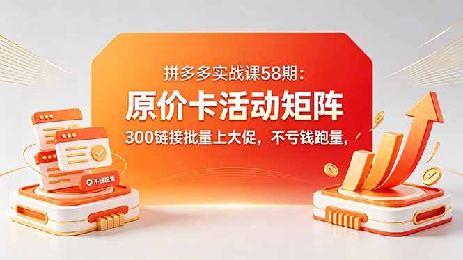 拼多多实战课58期：原价卡活动矩阵，300链接批量上大促，不亏钱跑量-云推网创项目库