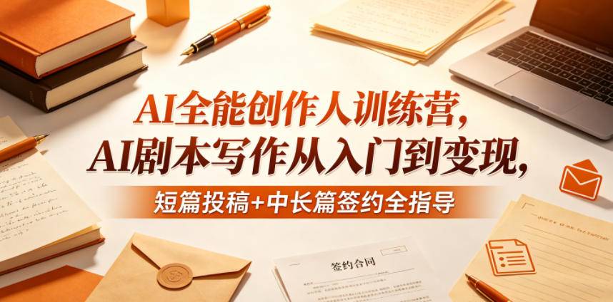 AI全能创作人训练营，AI剧本写作从入门到变现，短篇投稿+中长篇签约全指导-云推网创项目库