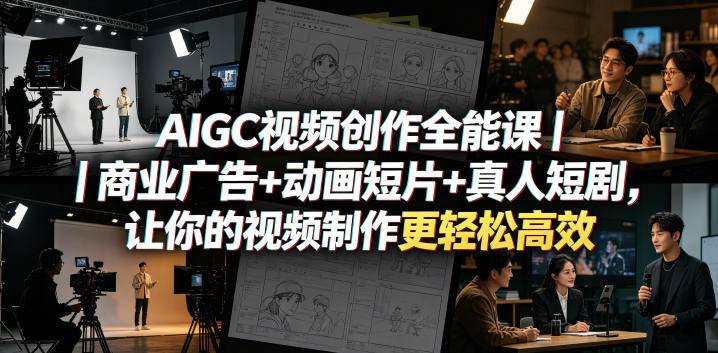 AIGC视频创作全能课|商业广告+动画短片+真人短剧,让你的视频制作更轻松高效-云推网创项目库