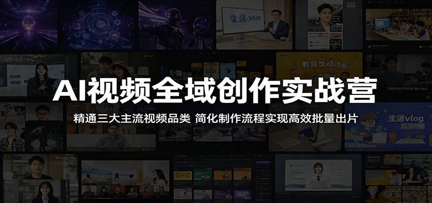 AI视频全域创作实战营：精通三大主流视频品类，简化制作流程实现高效批量出片-云推网创项目库