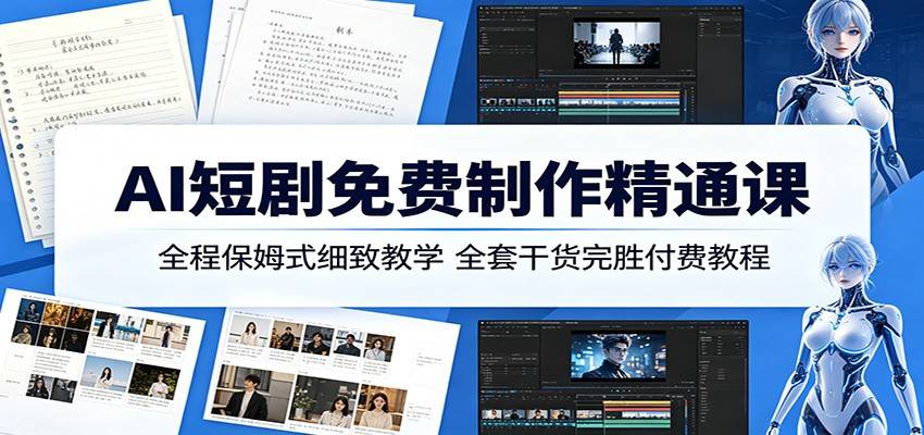 AI短剧免费制作精通课：全程保姆式细致教学，全套干货完胜付费教程-云推网创项目库