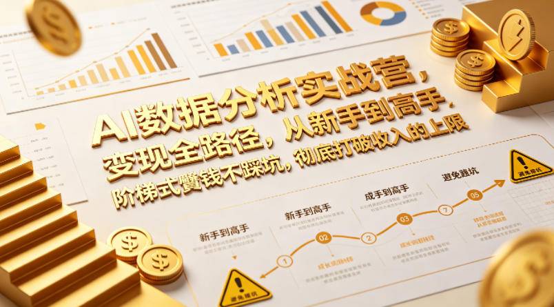 AI数据分析实战营，变现全路径，从新手到高手，阶梯式賺钱不踩坑，彻底打破收入的上限-云推网创项目库