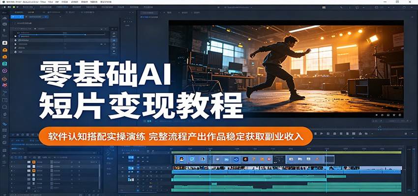 零基础AI短片变现教程：软件认知搭配实操演练，完整流程产出作品稳定获取副业收入-云推网创项目库