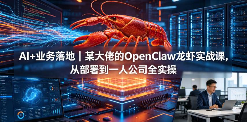 AI+业务落地｜某大佬的OpenClaw小龙虾实战课，从部署到一人公司全实操-云推网创项目库