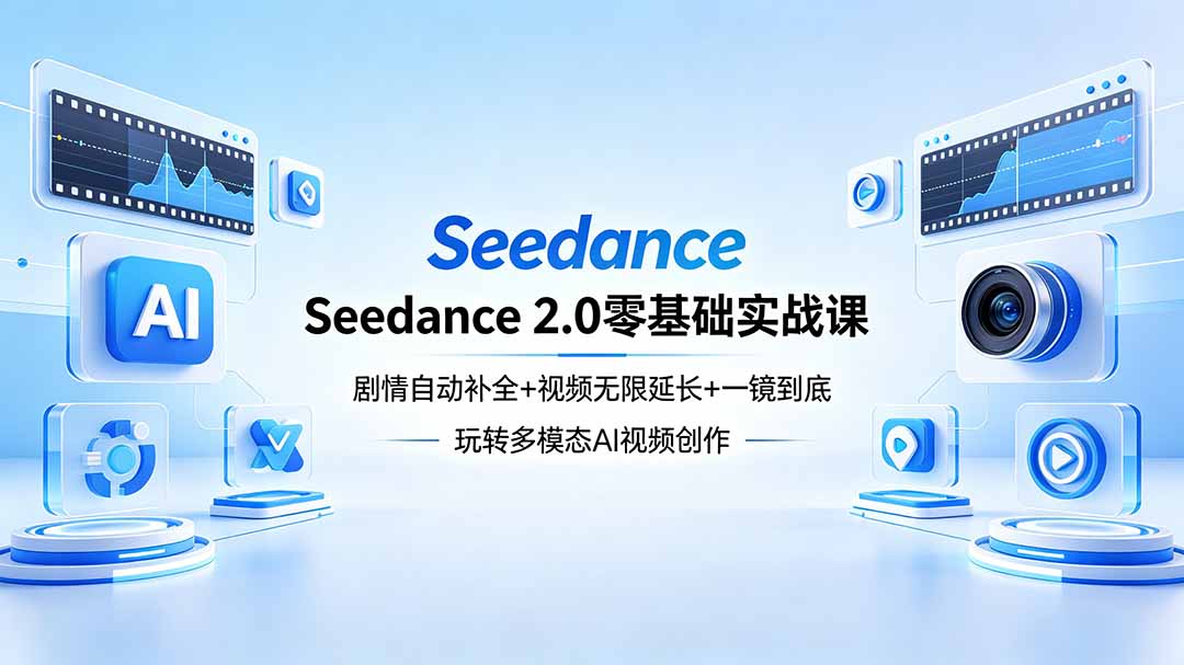 Seedance 2.0零基础实战课：剧情自动补全+视频无限延长+一镜到底：玩转多模态AI视频创作-云推网创项目库