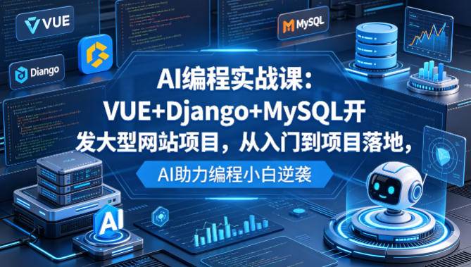 AI编程实战课：VUE+Django+MySQL开发大型网站项目，从入门到项目落地，AI助力编程小白逆袭-云推网创项目库