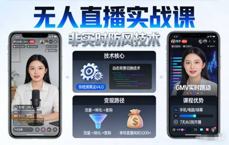 宝子哥无人直播实战课，非实时防风技术，聚焦抖音快手等平台直播带货，轻松开启直播变现之路(更新2026年5月29日)-云推网创项目库