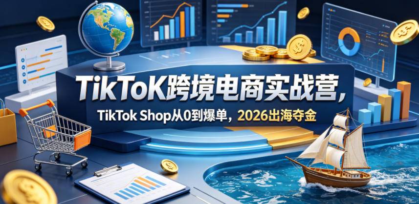 TikToK跨境电商实战营，TikTok Shop从0到爆单，2026出海夺金-云推网创项目库