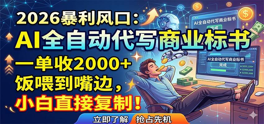 AI全自动代写商业标书，一单收2000+，饭喂到嘴边，小白直接复制-云推网创项目库