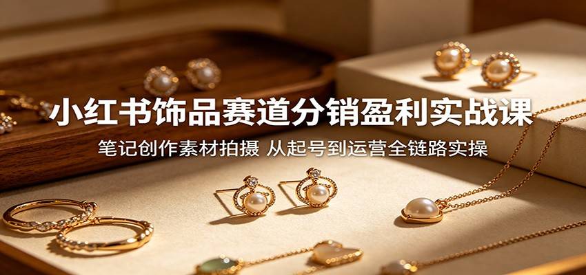 小红书饰品赛道分销盈利实战课:笔记创作素材拍摄,从起号到运营全链路实操-云推网创项目库