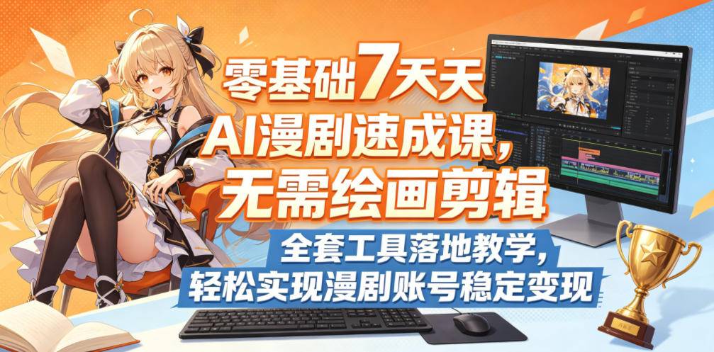 零基础7天AI漫剧速成课，无需绘画剪辑，全套工具落地教学，轻松实现漫剧账号稳定变现-云推网创项目库