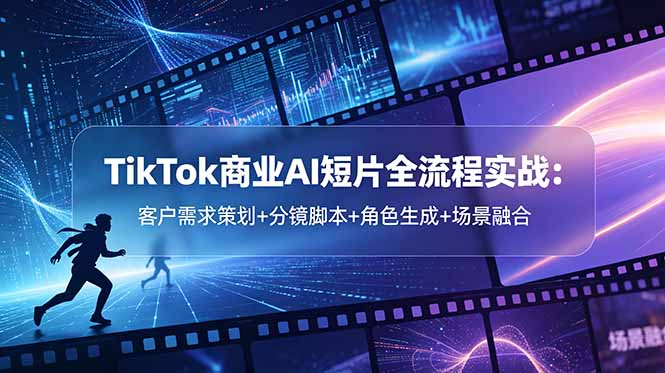 TikTok商业AI短片全流程实战:客户需求策划+分镜脚本+角色生成+场景融合-云推网创项目库