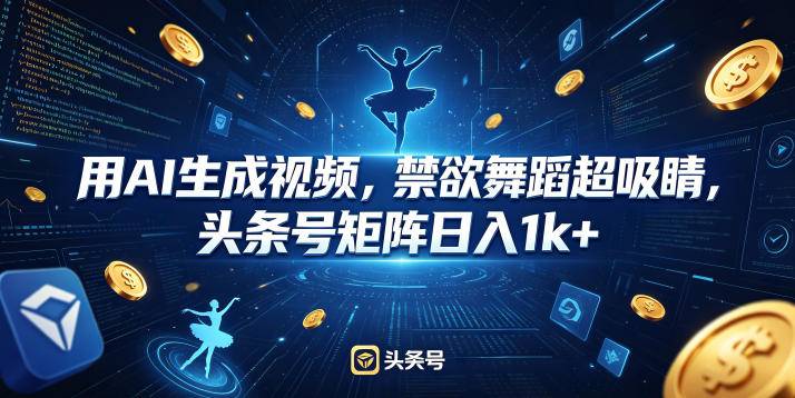 用AI生成视频，禁欲舞蹈超吸睛，头条号矩阵日入1k+-云推网创项目库