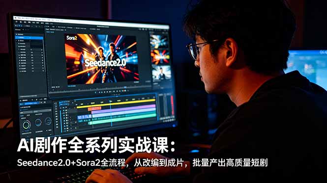 AI剧作全系列实战课：Seedance2.0+Sora2全流程，从改编到成片，批量产出高质量短剧-云推网创项目库