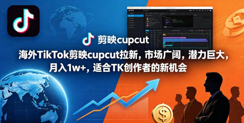 海外TikTok剪映cupcut拉新，市场广阔，潜力巨大，月入1w+，适合TK创作者的新机会-云推网创项目库