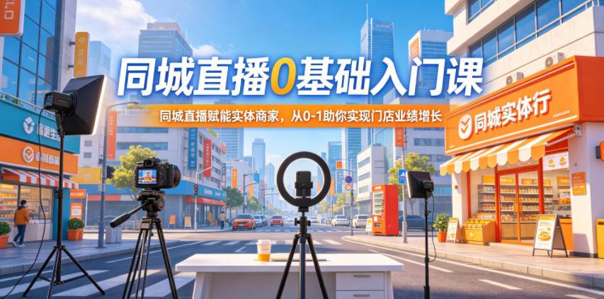 同城直播0基础入门课，同城直播赋能实体商家，从0-1助你实现门店业绩增长-云推网创项目库