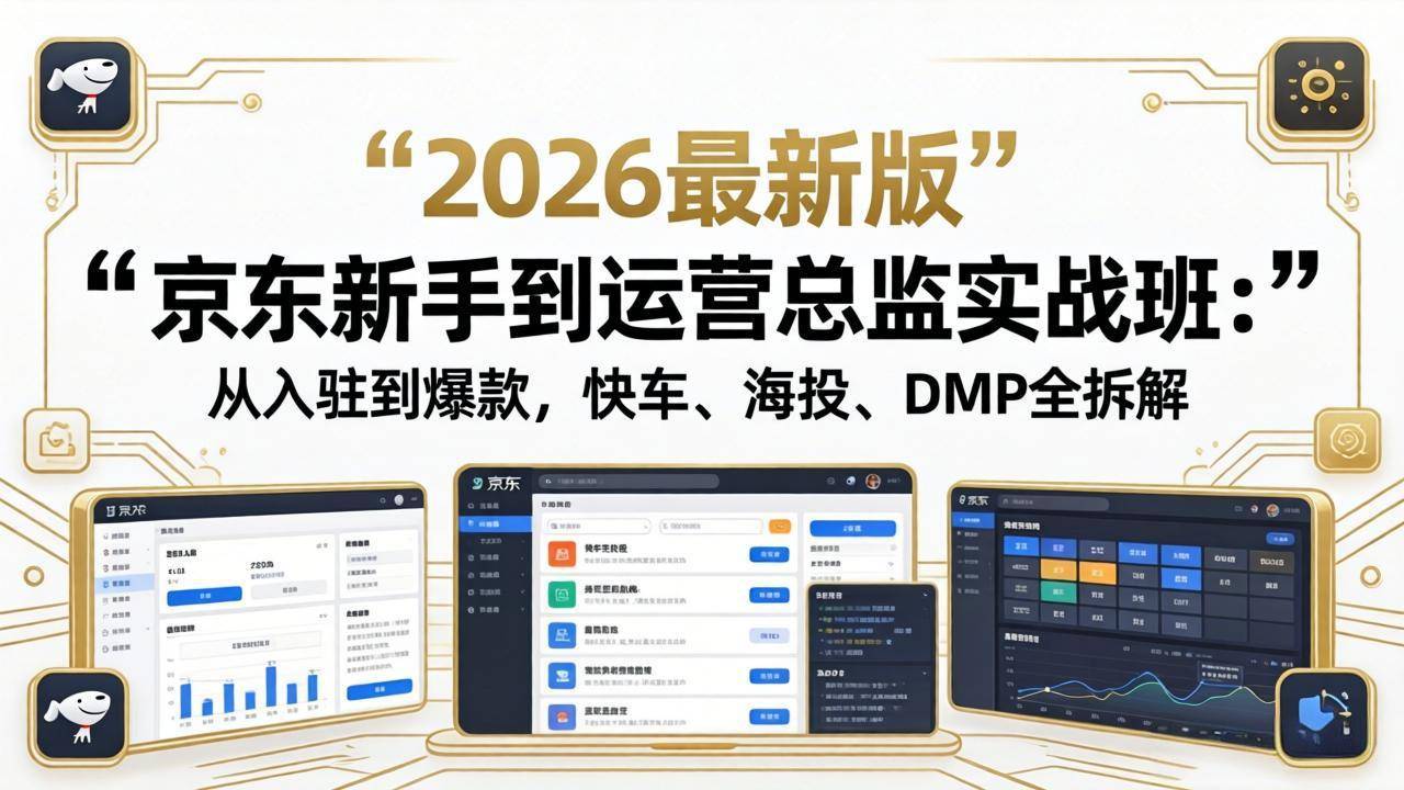 京东新手到运营总监实战班：从入驻到爆款，快车、海投、DMP全拆解，2026最新版-云推网创项目库