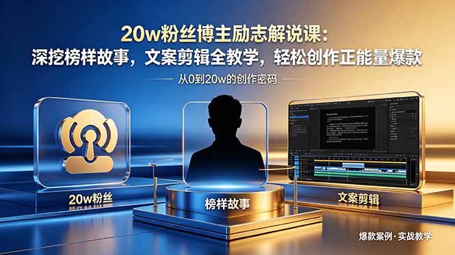 20w粉丝博主励志解说课：深挖榜样故事，文案剪辑全教学，轻松创作正能量爆款-云推网创项目库