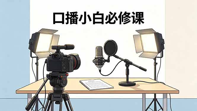 口播小白必修课：录像收音灯光设备+脚本撰写，搭专业级录制场景-云推网创项目库