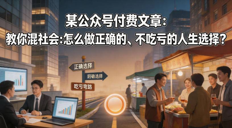 某公众号付费文章：教你混社会：怎么做正确的、不吃亏的人生选择？-云推网创项目库
