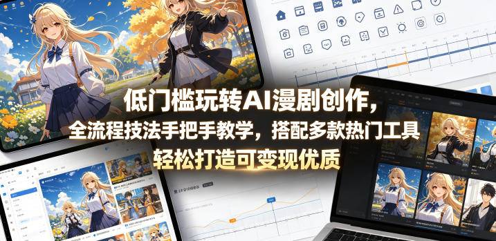 低门槛玩转AI漫剧创作,全流程技法手把手教学,搭配多款热门工具,轻松打造可变现优质作品-云推网创项目库