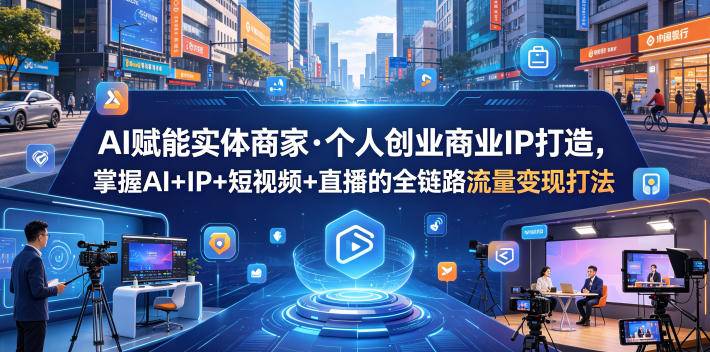 AI赋能实体商家·个人创业商业IP打造，掌握AI+IP+短视频+直播的全链路流量变现打法-云推网创项目库