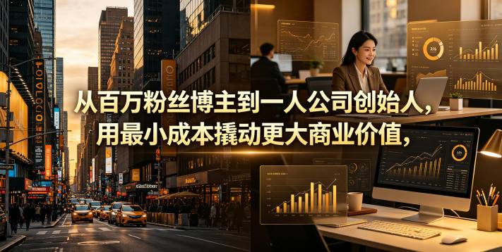 从百万粉丝博主到一人公司创始人，用最小成本撬动更大商业价值-云推网创项目库
