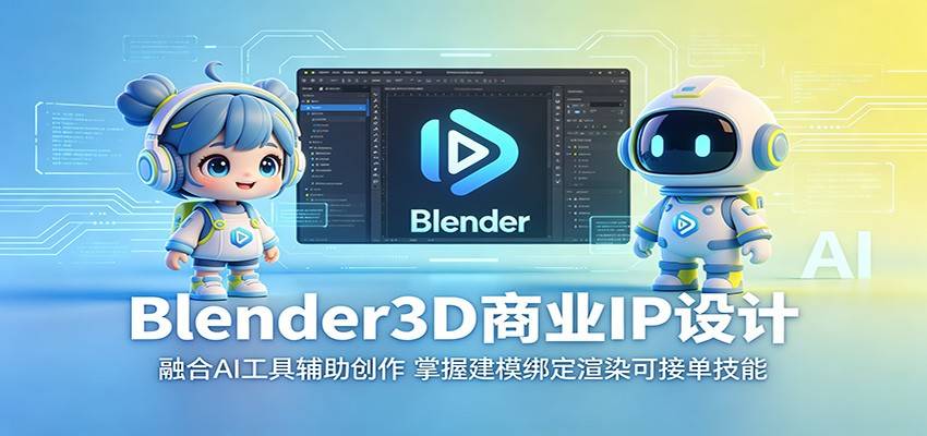Blender3D商业IP设计:融合AI工具辅助创作,掌握建模绑定渲染可接单技能-云推网创项目库