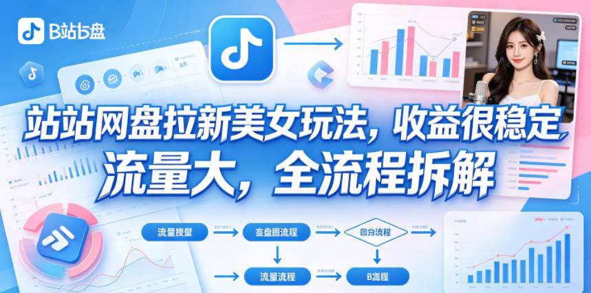 B站网盘拉新美女玩法，收益很稳定，流量大，全流程拆解-云推网创项目库
