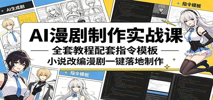AI漫剧制作实战课：全套教程配套指令模板，小说改编漫剧一键落地制作-云推网创项目库