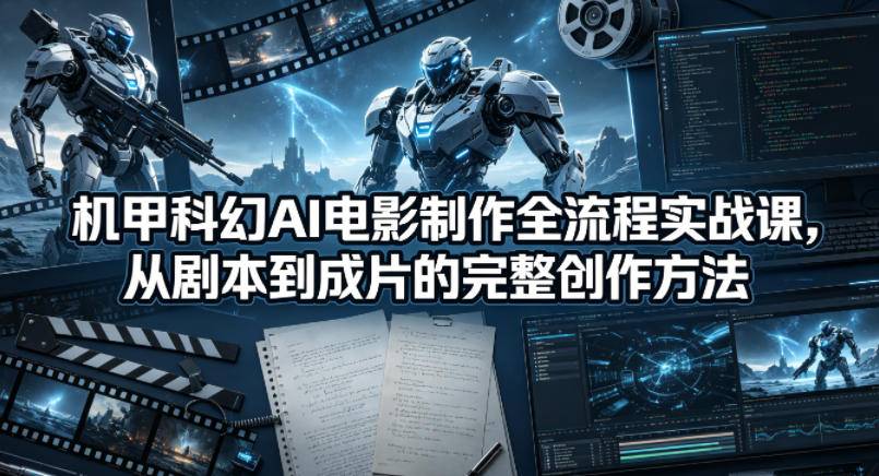 机甲科幻AI电影制作全流程实战课，从剧本到成片的完整创作方法-云推网创项目库