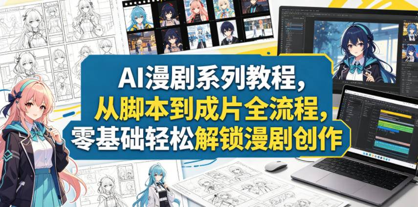 AI漫剧系列教程，从脚本到成片全流程，零基础轻松解锁漫剧创作-云推网创项目库