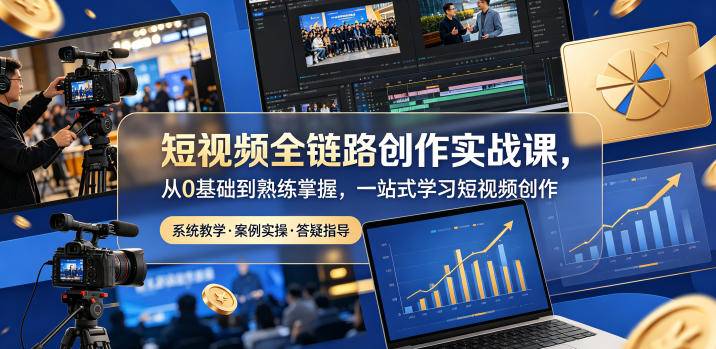 短视频全链路创作实战课,从0基础到熟练掌握,一站式学习短视频创作-云推网创项目库