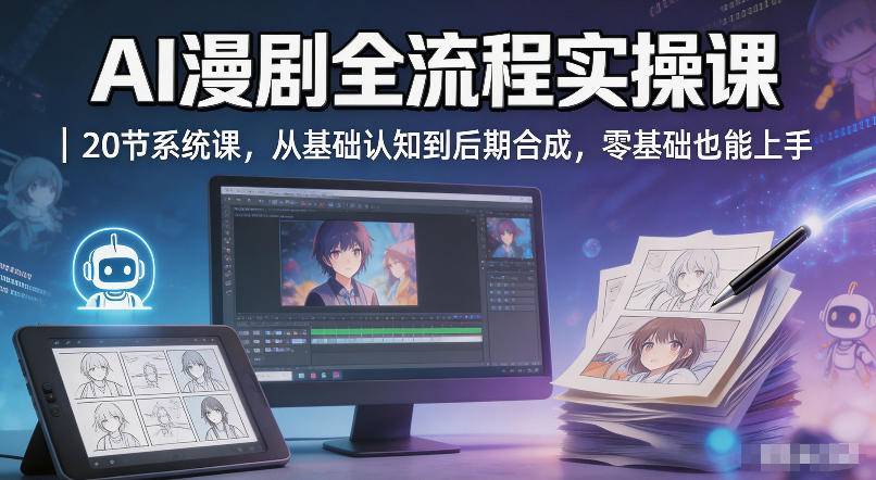 AI漫剧全流程实操课｜20节系统课，从基础认知到后期合成，零基础也能上手-云推网创项目库