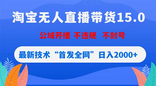 淘宝无人直播带货15.0，不封号，不违规，公域玩法，首发全网日入2000+-云推网创项目库