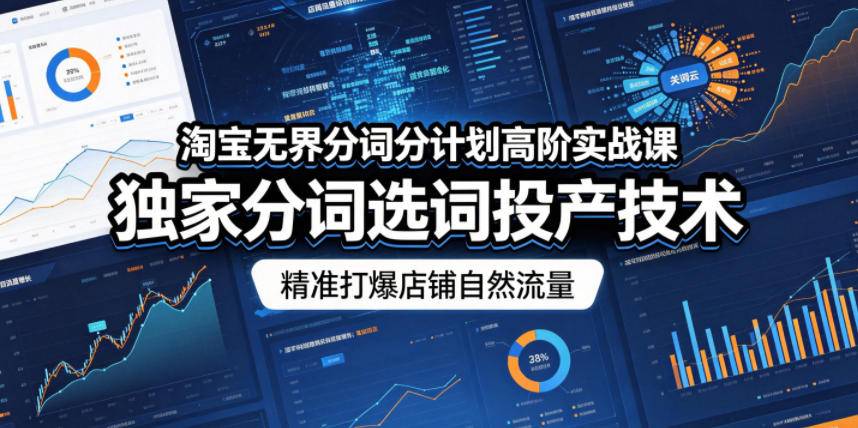 淘宝无界分词分计划高阶实战课，独家分词选词投产技术，精准打爆店铺自然流量-云推网创项目库