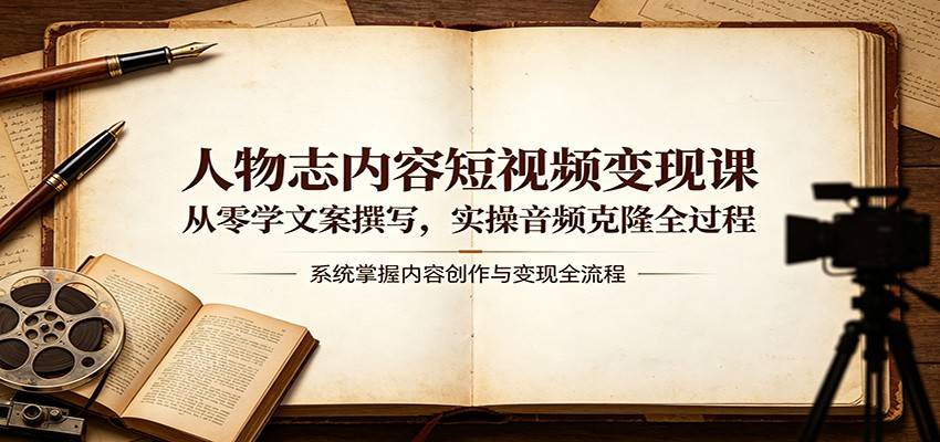 人物志内容短视频变现课：从零学文案撰写，实操音频克隆全过程-云推网创项目库