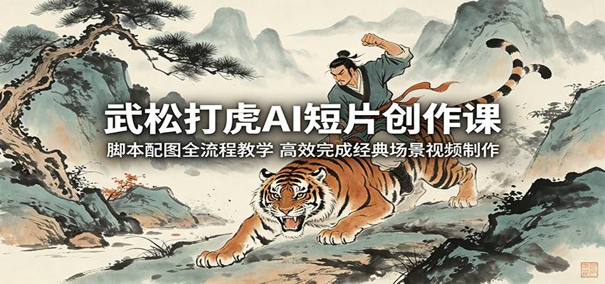 武松打虎AI短片创作课：脚本配图全流程教学，高效完成经典场景视频制作-云推网创项目库