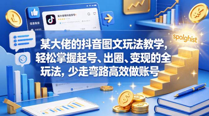 某大佬的抖音图文玩法教学，轻松掌握起号、出圈、变现的全套玩法，少走弯路高效做账号-云推网创项目库