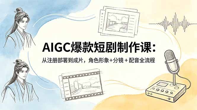 AIGC爆款短剧制作课：从注册部署到成片，角色形象+分镜+配音全流程-云推网创项目库