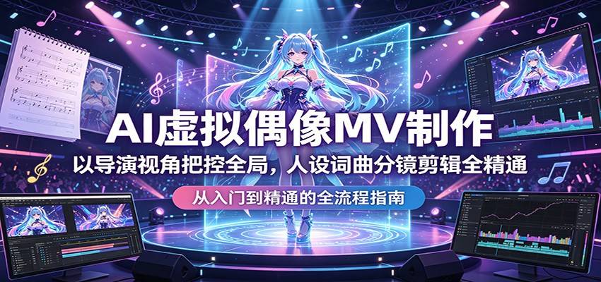 AI虚拟偶像MV制作：以导演视角把控全局，人设词曲分镜剪辑全精通-云推网创项目库