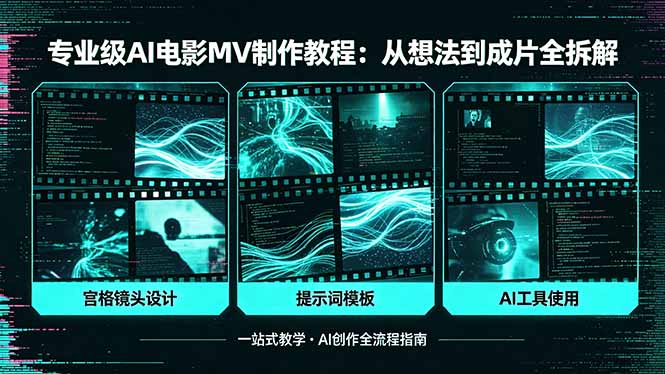 专业级AI电影MV制作教程，从想法到成片全拆解，宫格镜头+提示词模板+AI工具一站式教学-云推网创项目库