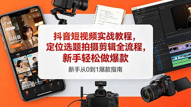 抖音短视频实战教程,定位选题拍摄剪辑全流程,新手轻松做爆款-云推网创项目库