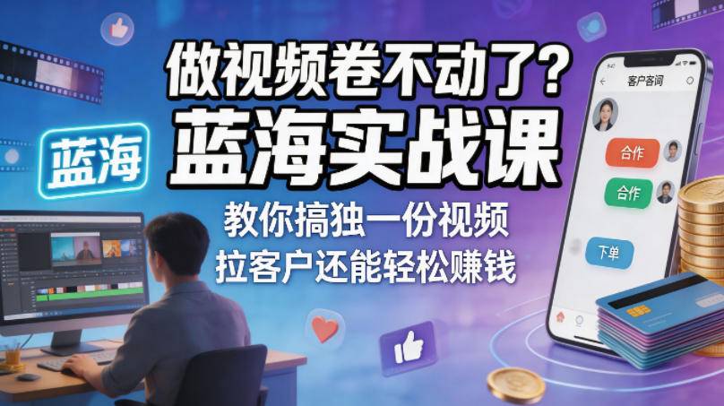 做视频卷不动了？蓝海实战课教你搞独一份视频，拉客户还能轻松賺钱！【原创双语字幕】-云推网创项目库